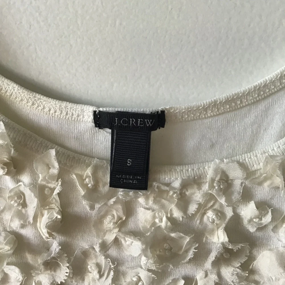 J CREW white tank‎ with floral design 100 cotton S